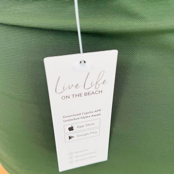 NWT CUPSHE One Piece Swimsuit Tummy Control Halter Neck Ruched Mesh Bathing Suit - Picture 11 of 14